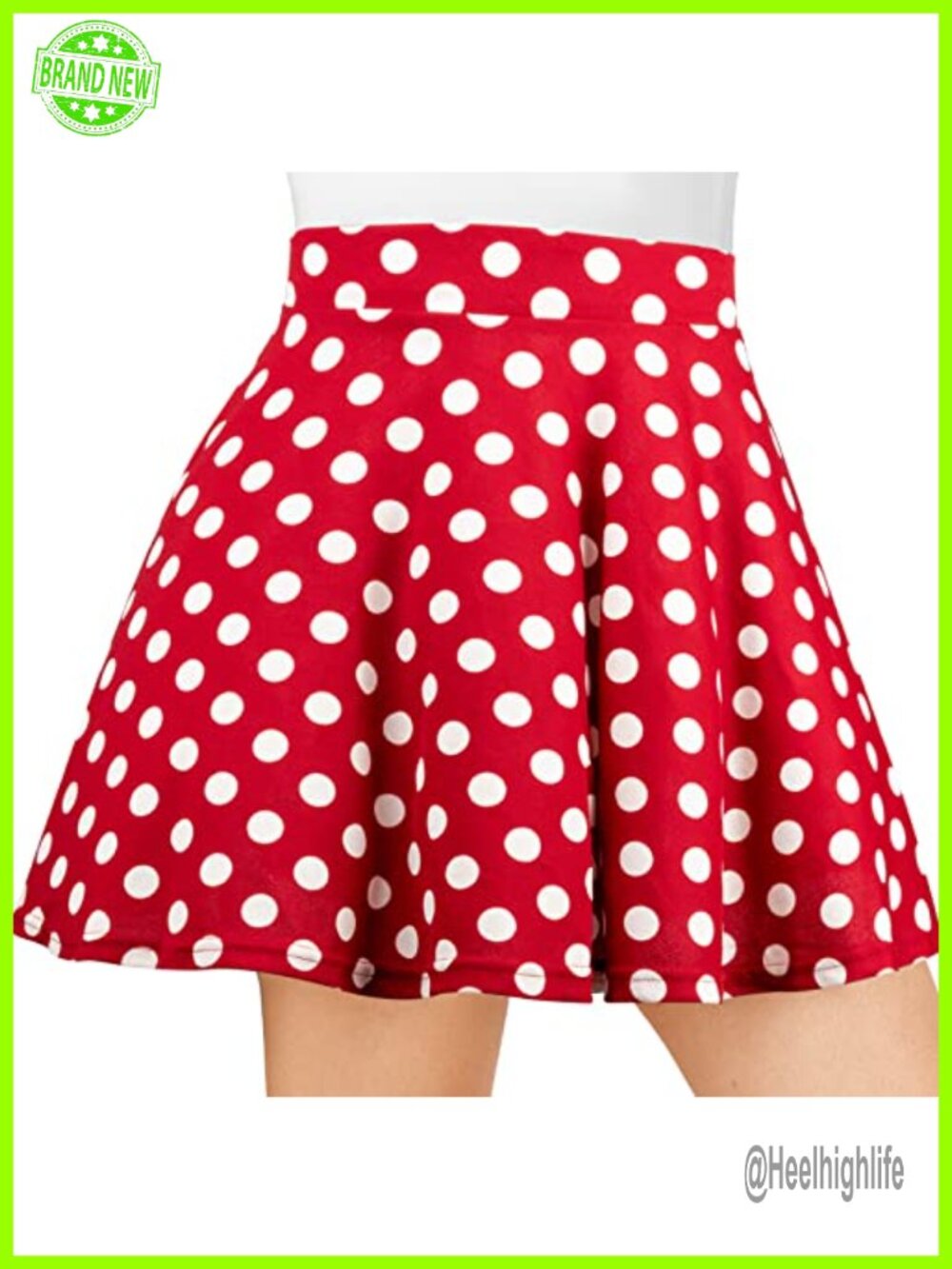 Pleated Mini Skater Skirt Stretchy Flared A-Line Cheerleader